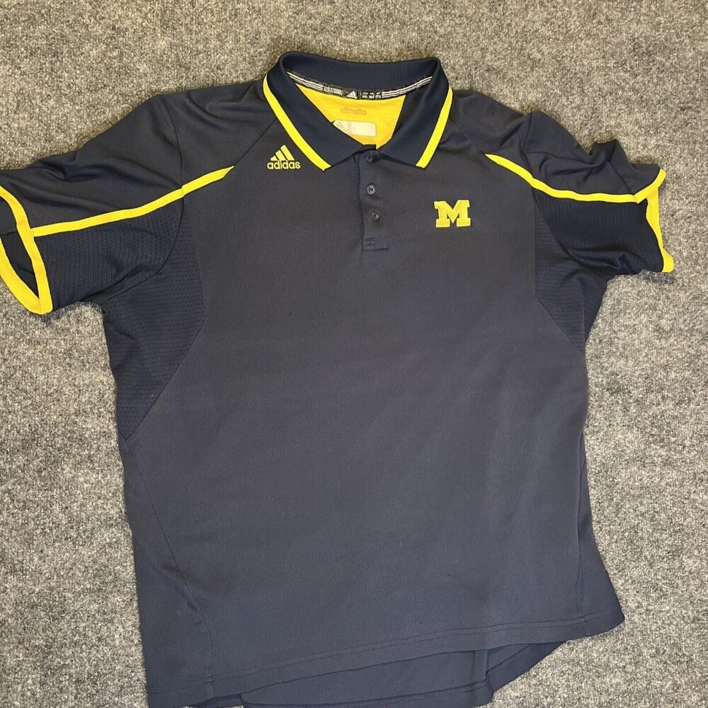 Adidas Climalite NCAA Michigan Wolverines Logo Polo Shirt Mens 2XL Athletic